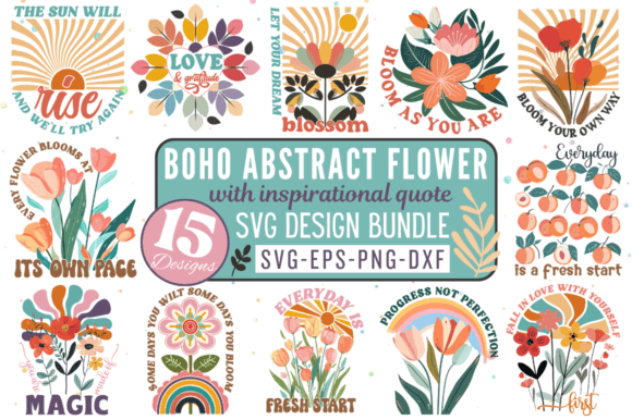 Boho Abstract Flower Quotes SVG Design