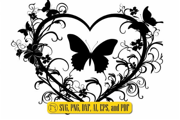Cricut Floral Heart Butterfly SVG