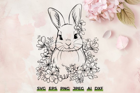 Cute Easter Floral Bunny Spring Svg Png
