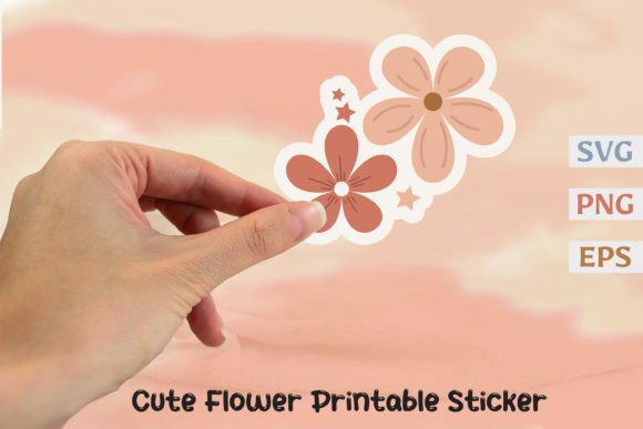 Cute Floral Printable Stickers SVG PNG