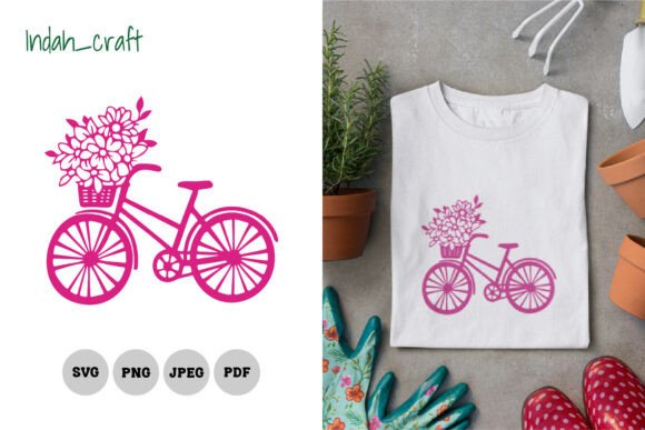 Floral Bike Silhouette SVG Clipart