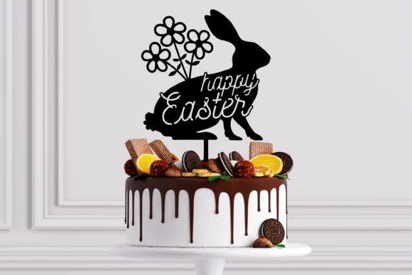 Floral Bunny Cake Topper Svg, Easter Svg