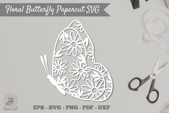 Floral Butterfly Papercut SVG 2