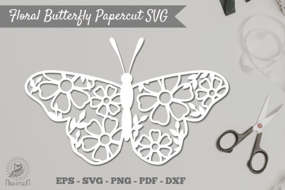 Floral Butterfly Papercut SVG 3