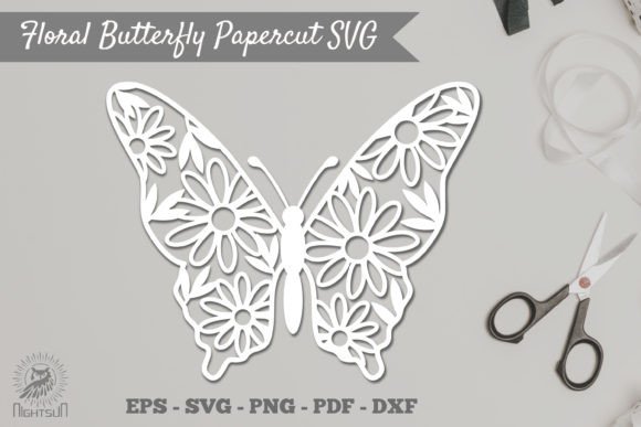 Floral Butterfly Papercut SVG 5
