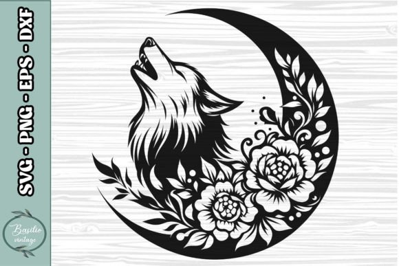 Floral Crescent Moon SVG Clipart 14