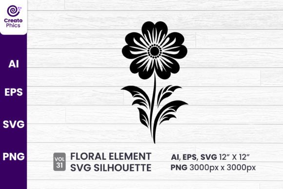 Floral Element Silhouette Sublimation