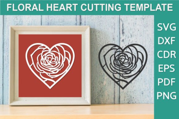 Floral Heart Design SVG, Papercut Rose