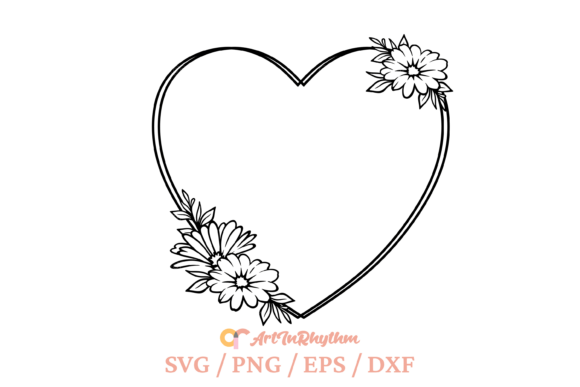 Floral Heart Frame Svg, Heart Frame Svg
