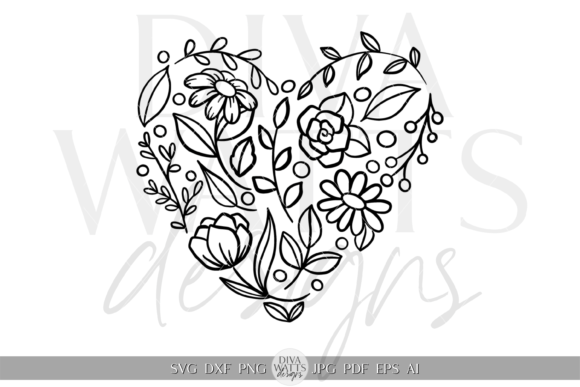 Floral Heart Illustration SVG