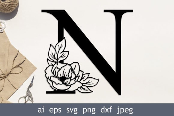 Floral Letter N Svg, Flower Alphabet