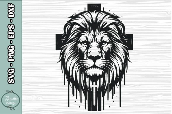 Floral Lion Cross SVG Clipart 05