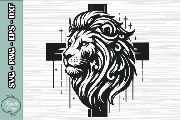 Floral Lion Cross SVG Clipart 07