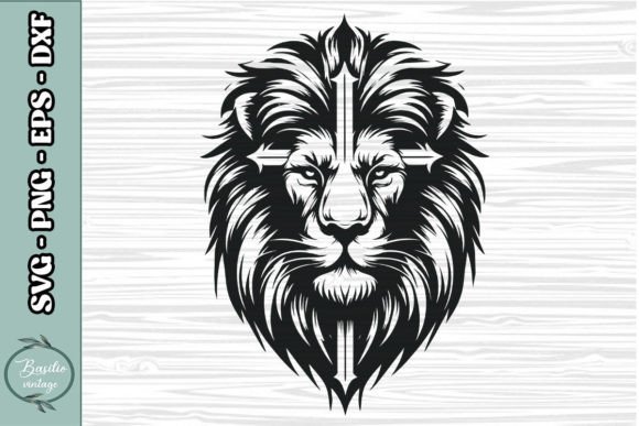 Floral Lion Cross SVG Clipart 08