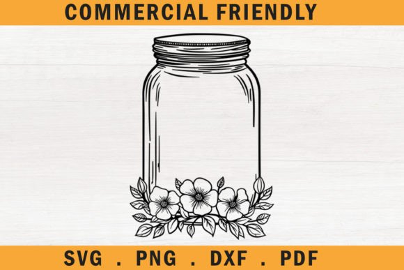 Floral Mason Jars Svg, Flower Mason Jar 4