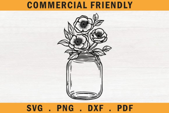 Floral Mason Jars Svg, Flower Mason Jar 9