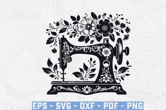 Floral Sewing Machine Svg,Sewing Svg