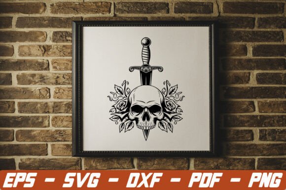 Floral Skull Dagger SVG, Halloween Svg