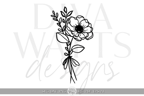 Minimalist Floral Bunch Clipart SVG