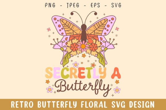 Secretly Butterfly Floral Retro Design